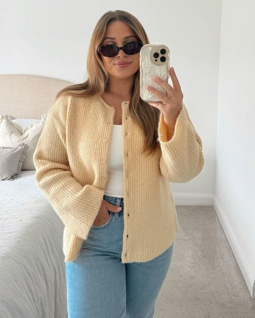 Topshop easy rib knit relaxed cardigan in buttermilk