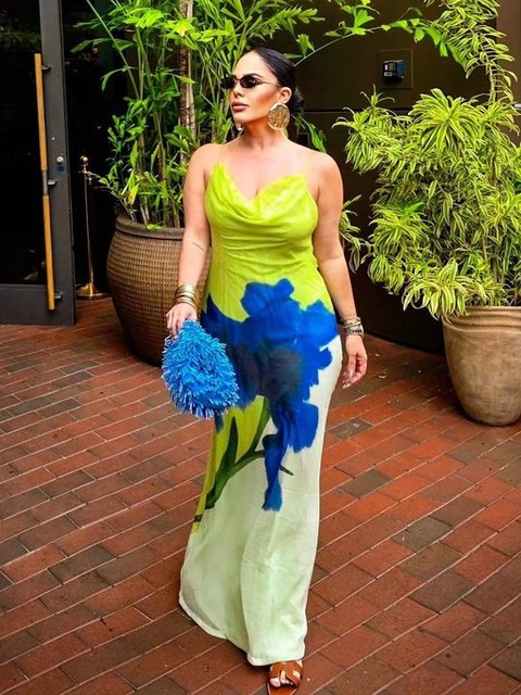 ASOS DESIGN cowl neck plunge maxi dress with back detail in placement floral print