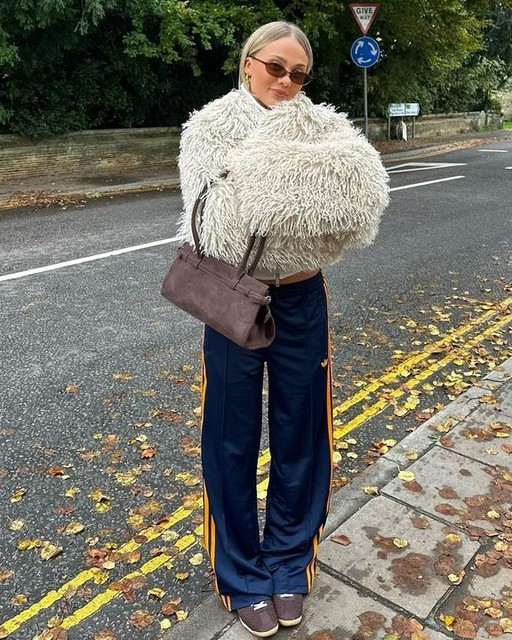 adidas Originals Firebird Loose track pants in navy and orange