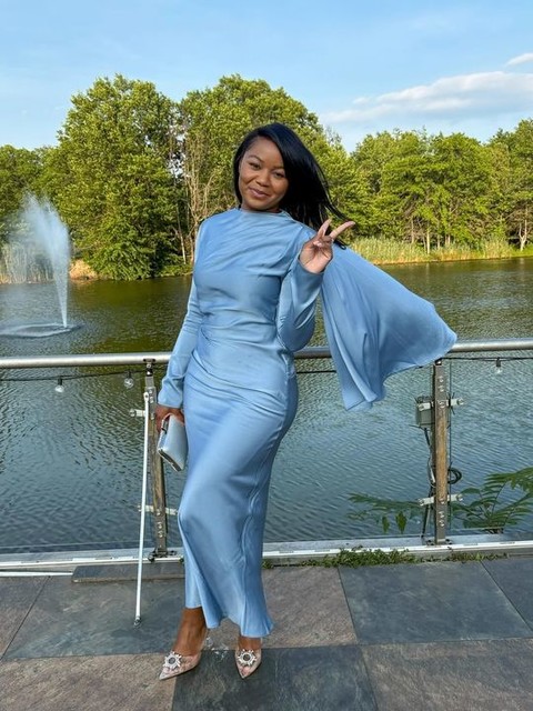 ASOS DESIGN draped satin bias cut maxi dress with scarf overlay detail in dusky blue