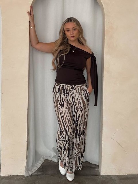 JDY Tall wide leg pants in abstract zebra print