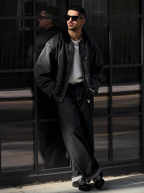 ASOS DESIGN baggy jeans in washed black