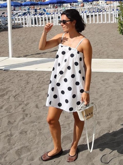 ASOS DESIGN poplin trapeze mini dress in polka dot