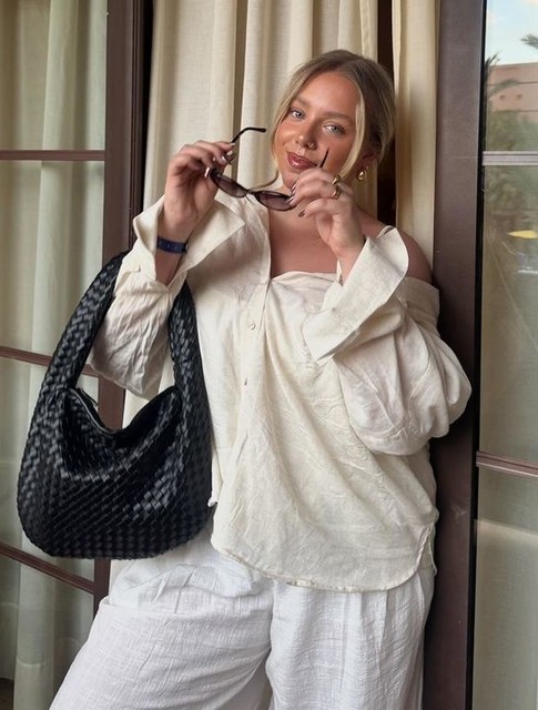 Topshop linen look shirt in pale buttermilk