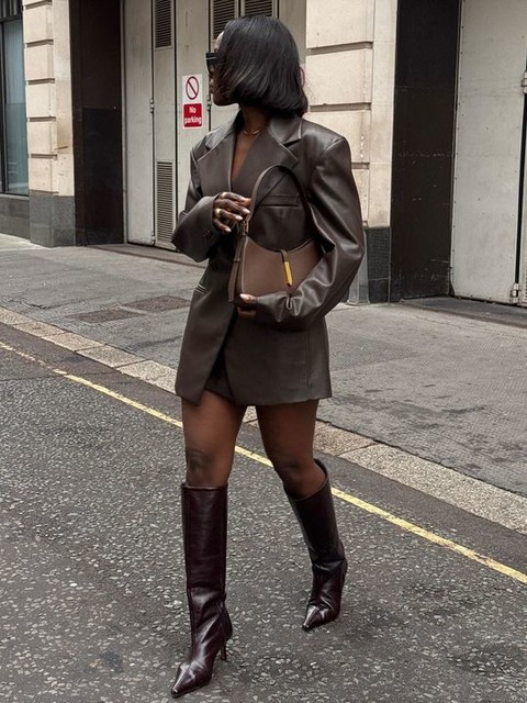 ASOS DESIGN Charmed heeled knee boots in chocolate
