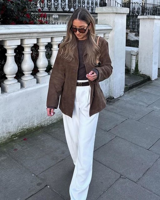 ASOS DESIGN real suede 70s jacket in brown