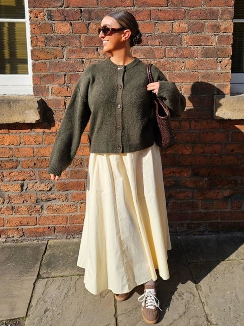 Topshop knitted exposed seam relaxed cardigan in khaki