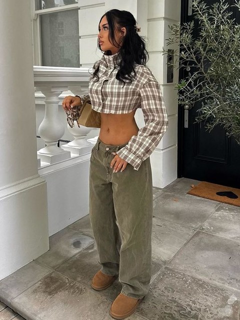 ASOS DESIGN low rise baggy jeans in khaki