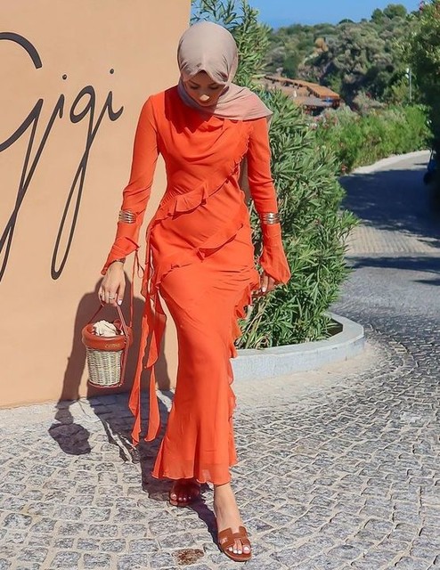 Daska ruffle maxi dress in orange