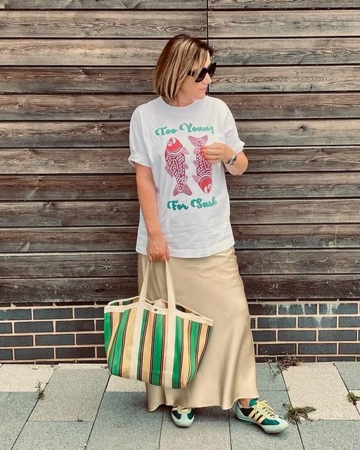 Vila satin maxi skirt in sand