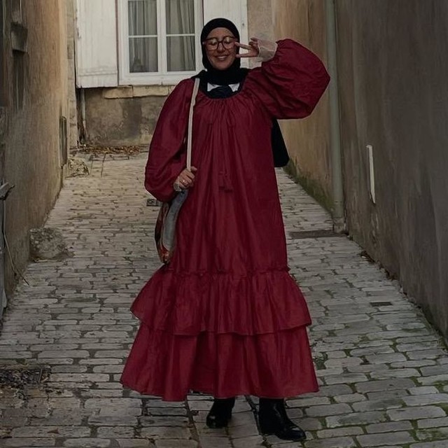 ASOS DESIGN maxi dress with ruched channel neckline and tiered hem in rust