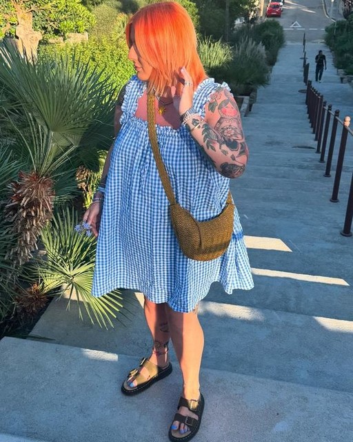 COLLUSION mini swing dress in blue and white gingham