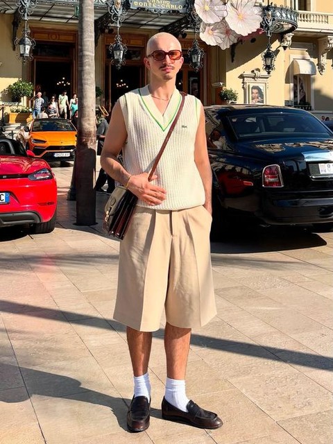 Lacoste knitted vest jumper in off white