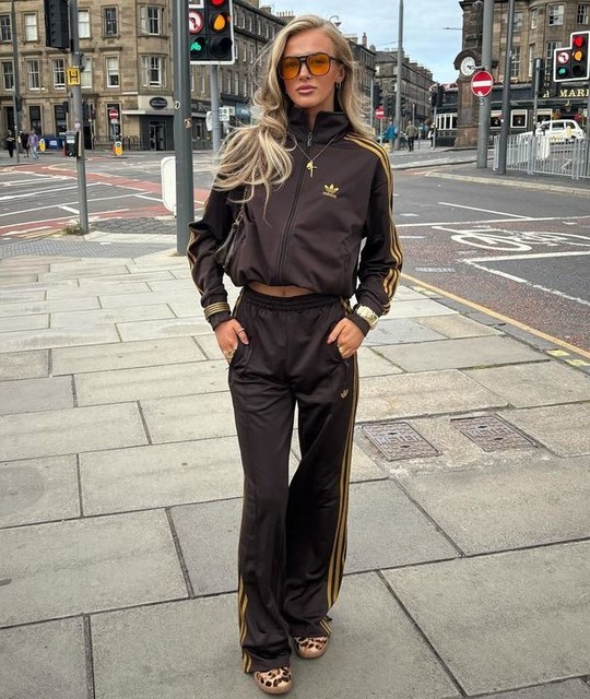 adidas Originals Firebird track pants in brown