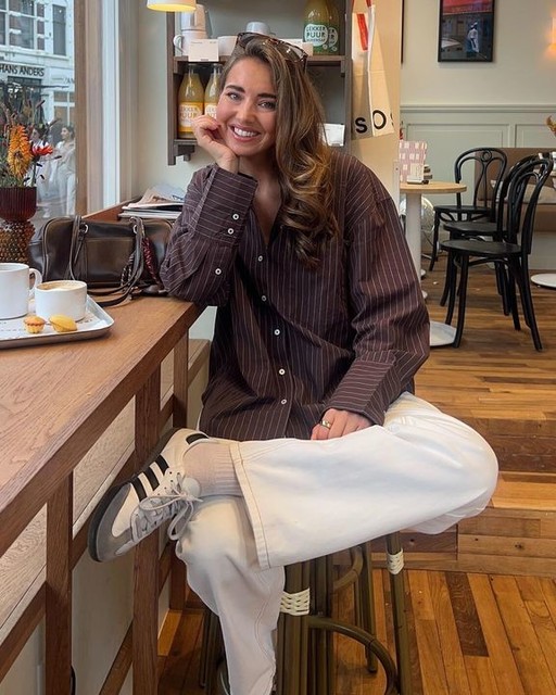 ASOS DESIGN tailored oversized shirt in chocolate pinstripe co ord