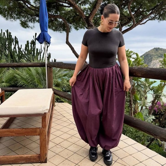 ASOS DESIGN cotton balloon pants in plum