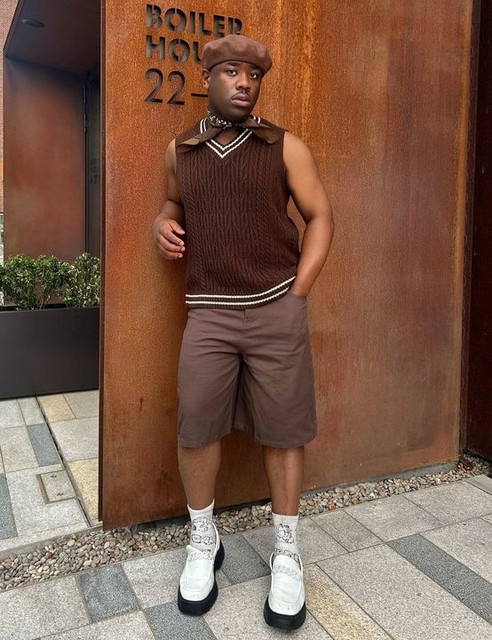 ASOS DESIGN long length canvas shorts in brown