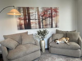 Lula Oversized Swivel Chair and A Half Latte Cuddler | Living Spaces