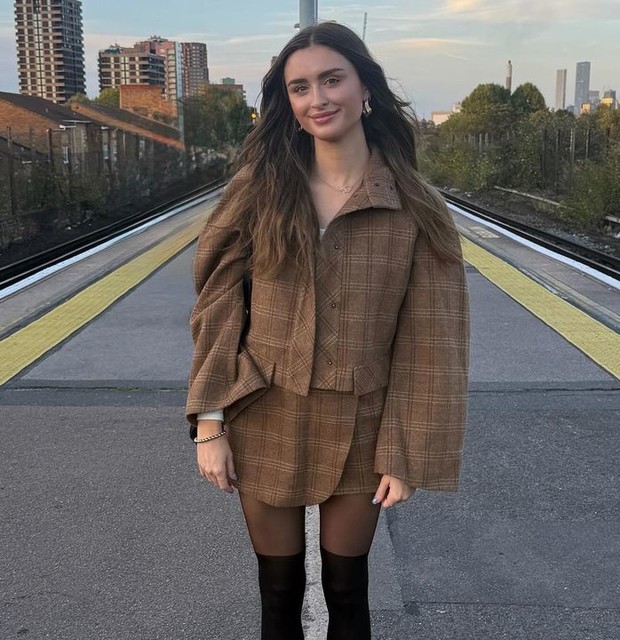 ASOS DESIGN tailored funnel neck cropped jacket co-ord in brushed check