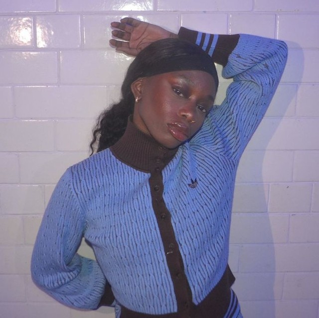 adidas Originals x ASOS cable knit track jacket in blue