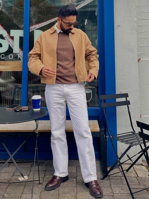 ASOS DESIGN peached cotton rich smart co-ord harrington jacket in camel 