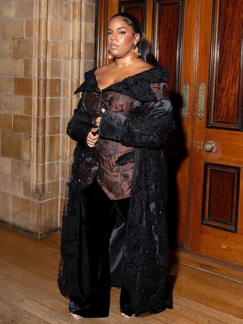 ASOS LUXE co-ord jacquard off shoulder blazer with velvet detail in chocolate floral