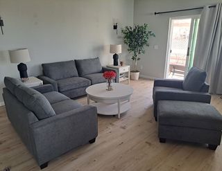 Reid Grey Fabric 4 Piece Living Room Set