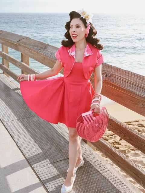 Rare London bow back detail skater mini dress in red