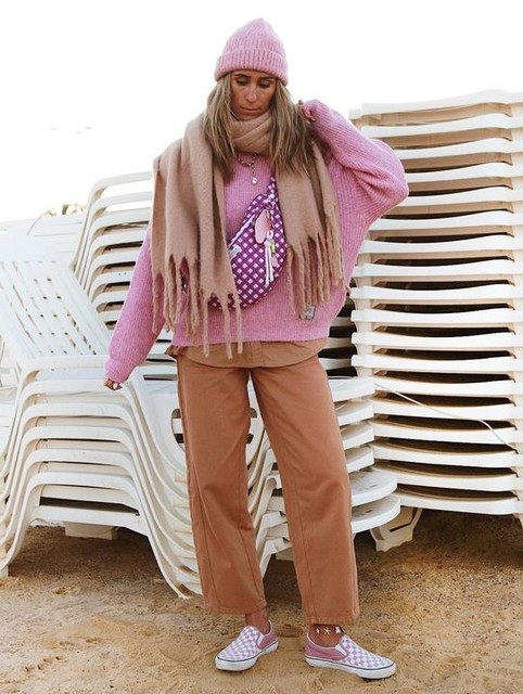 Pull&Bear Soft purl knit sweater in pink marl