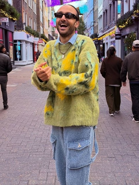 ASOS DESIGN brushed floral placement sweater in sage