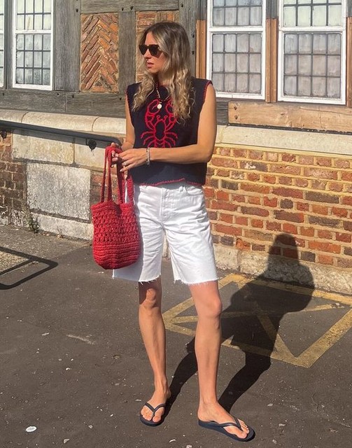 ASOS DESIGN knitted lobster tank top in navy