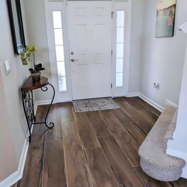 tobacco tile Shaw Independence 6" x 36" Porcelain and texture of natural stone through high Tobacco Cask Wood Plank Matte