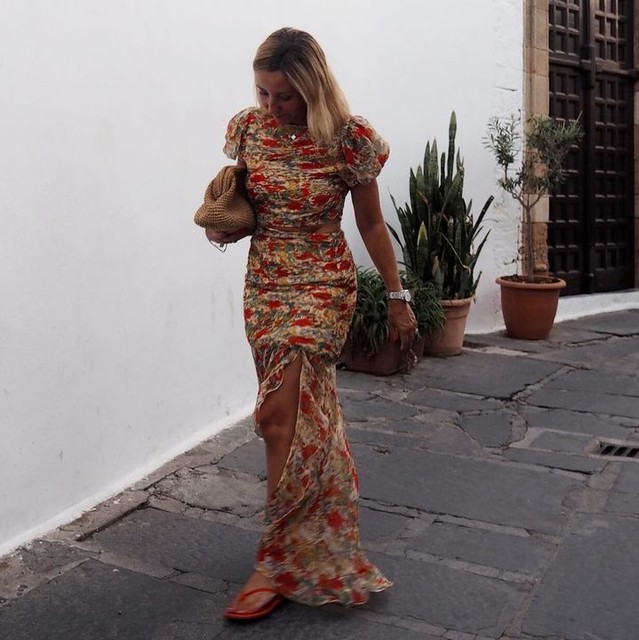 ASOS DESIGN ruched bodice cut out dropped waist maxi dress in floral print