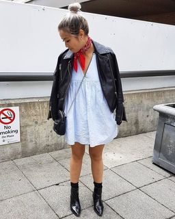 Jessica Trac - Oversized Leather Biker Jacket