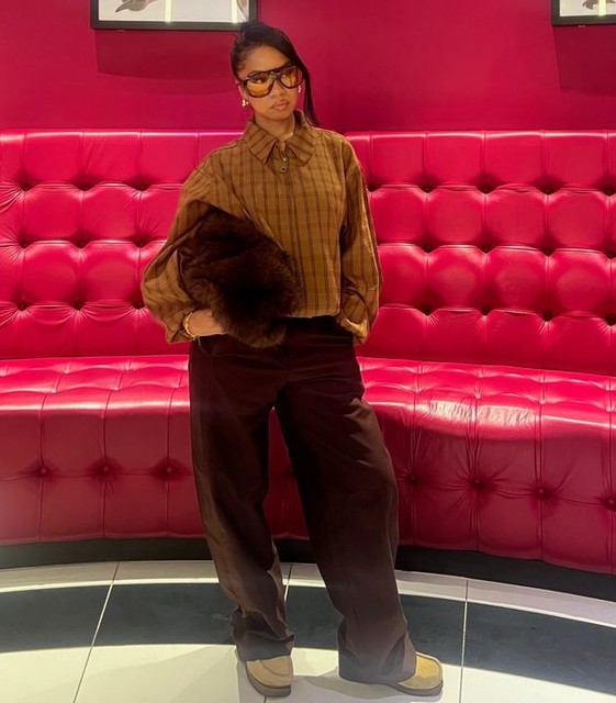 ASOS DESIGN bubble hem jacket in mustard plaid