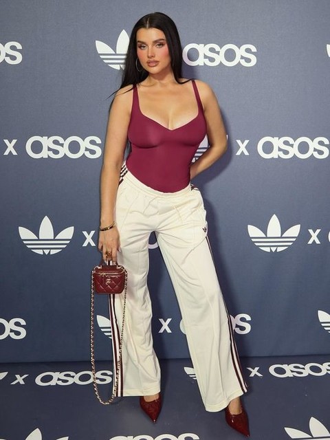 adidas Originals Firebird Loose track pants in cream and burgundy