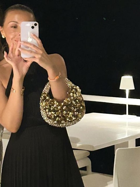 ASOS DESIGN beaded and sequin scoop grab clutch bag in gold