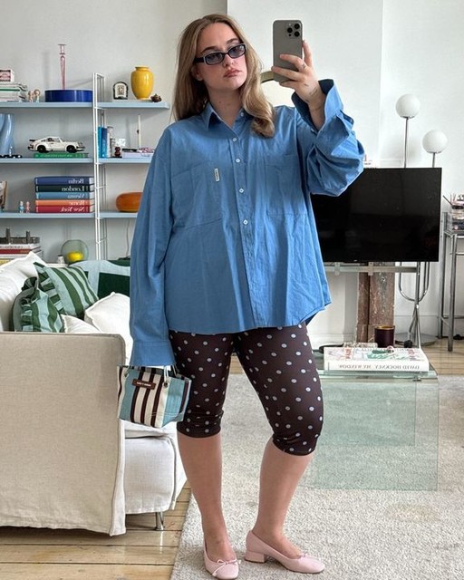 COLLUSION polka dot yoga capris in brown