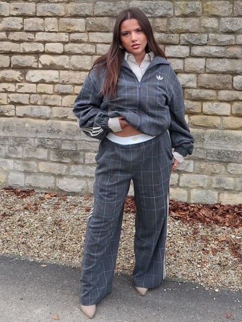 adidas Originals x ASOS oversized track jacket in grey check