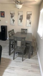 Paige 60" Kitchen Dining With Side Chair Set For 6