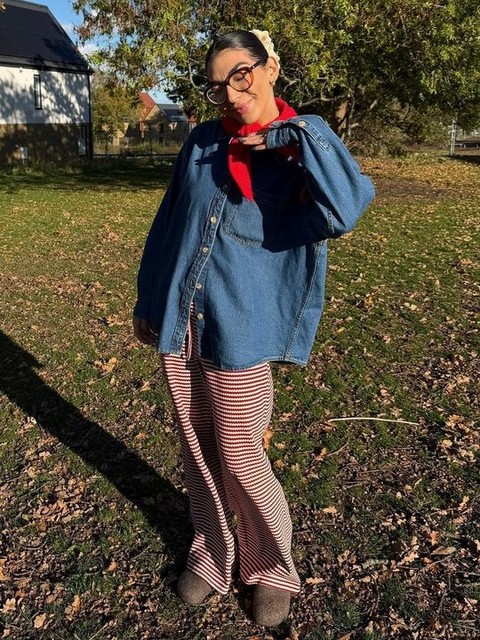 ASOS DESIGN knitted small triangle scarf in red