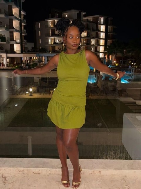 ASOS DESIGN crinkle texture sleeveless slash neck peplum skirt mini dress in olive