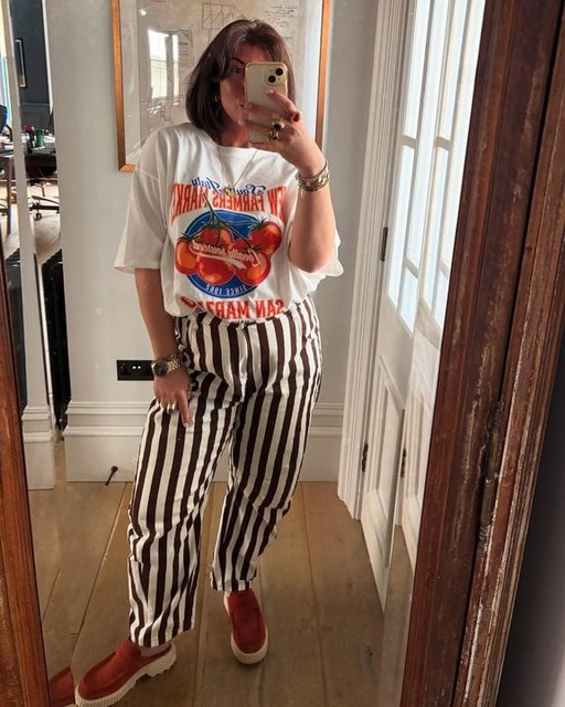 ASOS DESIGN barrel leg jeans in wide stripe