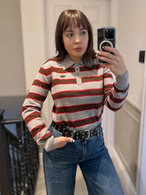 adidas Originals x ASOS wool rugby top in grey stripe