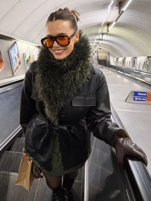 ASOS DESIGN faux mongolian fur scarf in dark green