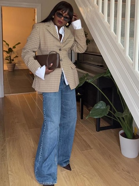 ASOS DESIGN cinch moulded hip blazer co ord in micro check