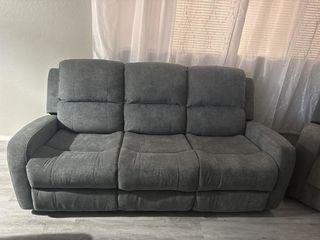 Anton 79" Grey Fabric Reclining Sofa with Foam Cushions and Tight Back