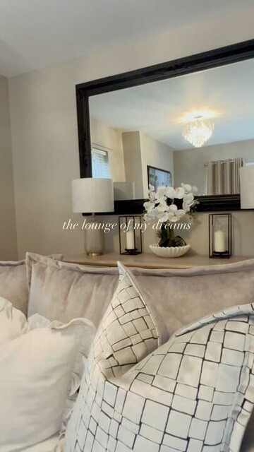 Just a girl who’ll never get over her dream lounge. 🤍 #loungeinspo #loungedecor #loungegoals #neutralhome #homeaccount  Sofa - dfs  Light fitting - dunelmuk  Lamps - homesense_ukie