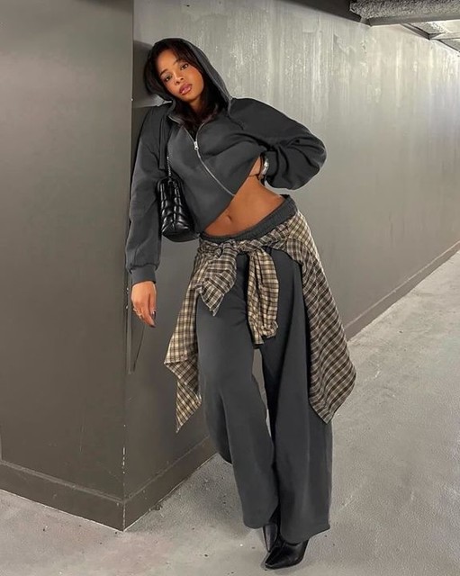 Weekday Scarlet scub-style hoodie in dark grey