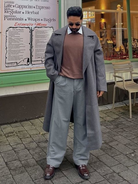 ASOS DESIGN pull on wide leg dress pants in gray purple